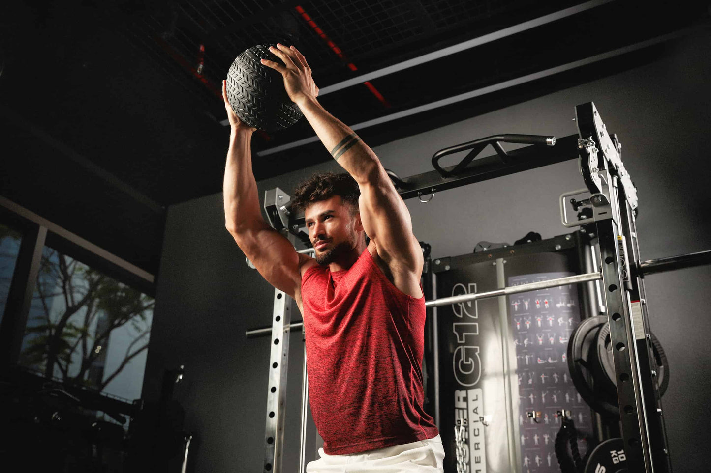Athlete about to drop a Slam Ball at SafeFit in Dubai